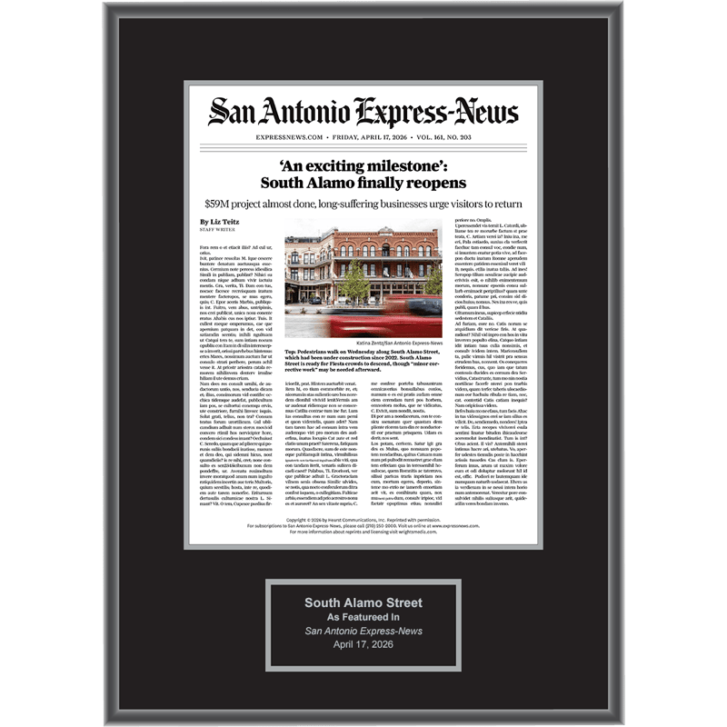Example of an article plaque of the San Antonio Express News